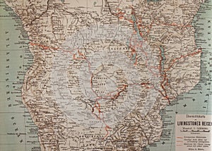 Central Africa with routes taken by LivingstoneÃ¢â¬â¢s servants with their masterÃ¢â¬â¢s dead body